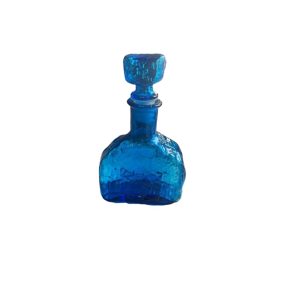 Vintage Empoli Italian Art Glass Textured Decanter Mid Century Modern
